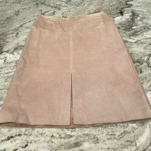 Vintage Margaret Godfrey Leather Pencil Skirt‎ In Salmon Pink